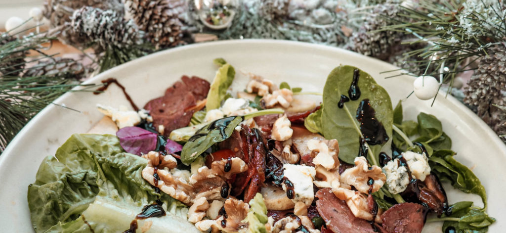 Salami, Blue Cheese, Walnut, Asian Pear & Balsamic Salad